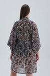 Siyah Beyaz Leopar Desenli Kimono