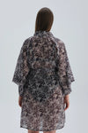 Siyah Beyaz Leopar Desenli Kimono
