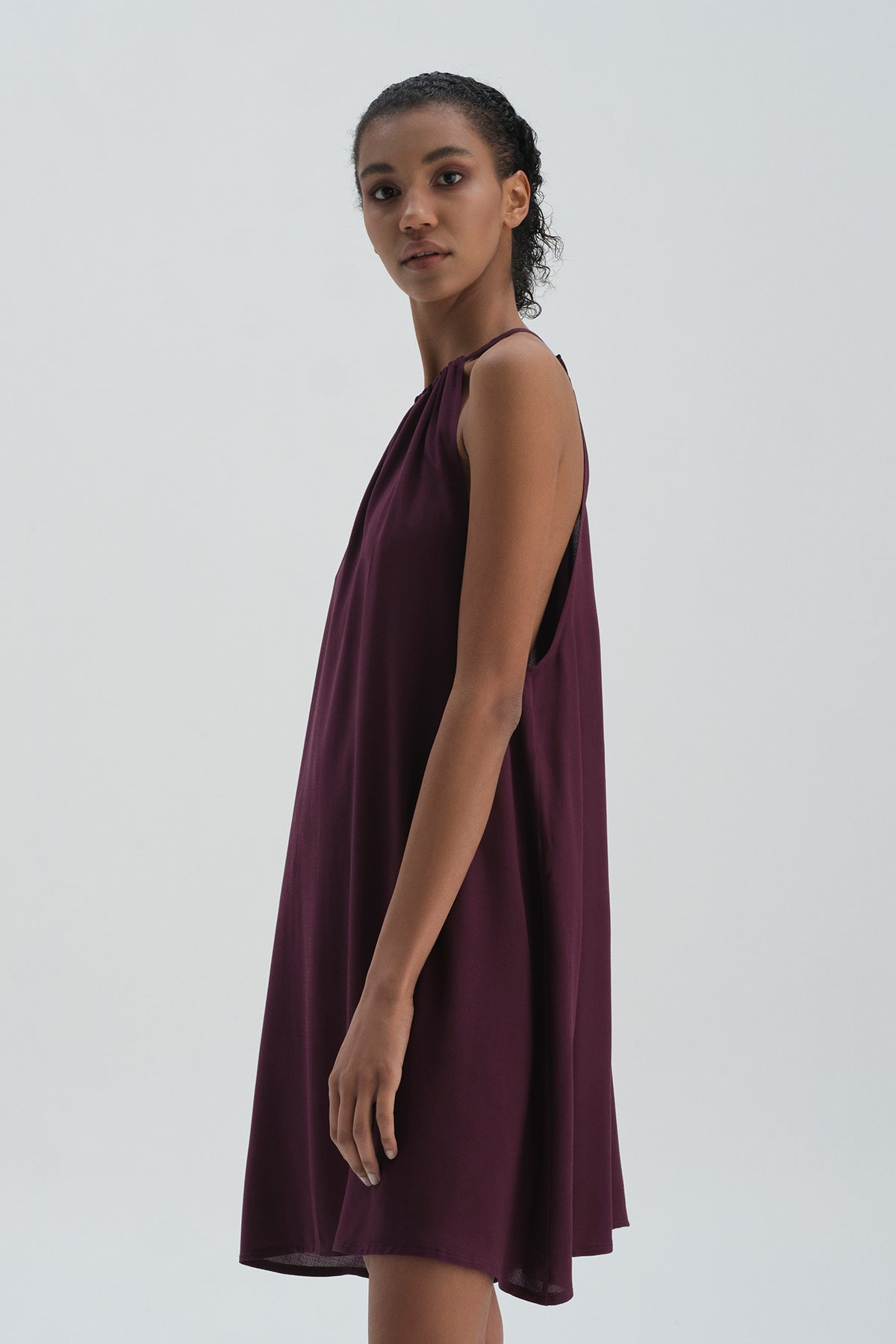 Bordo Elbise Pareo