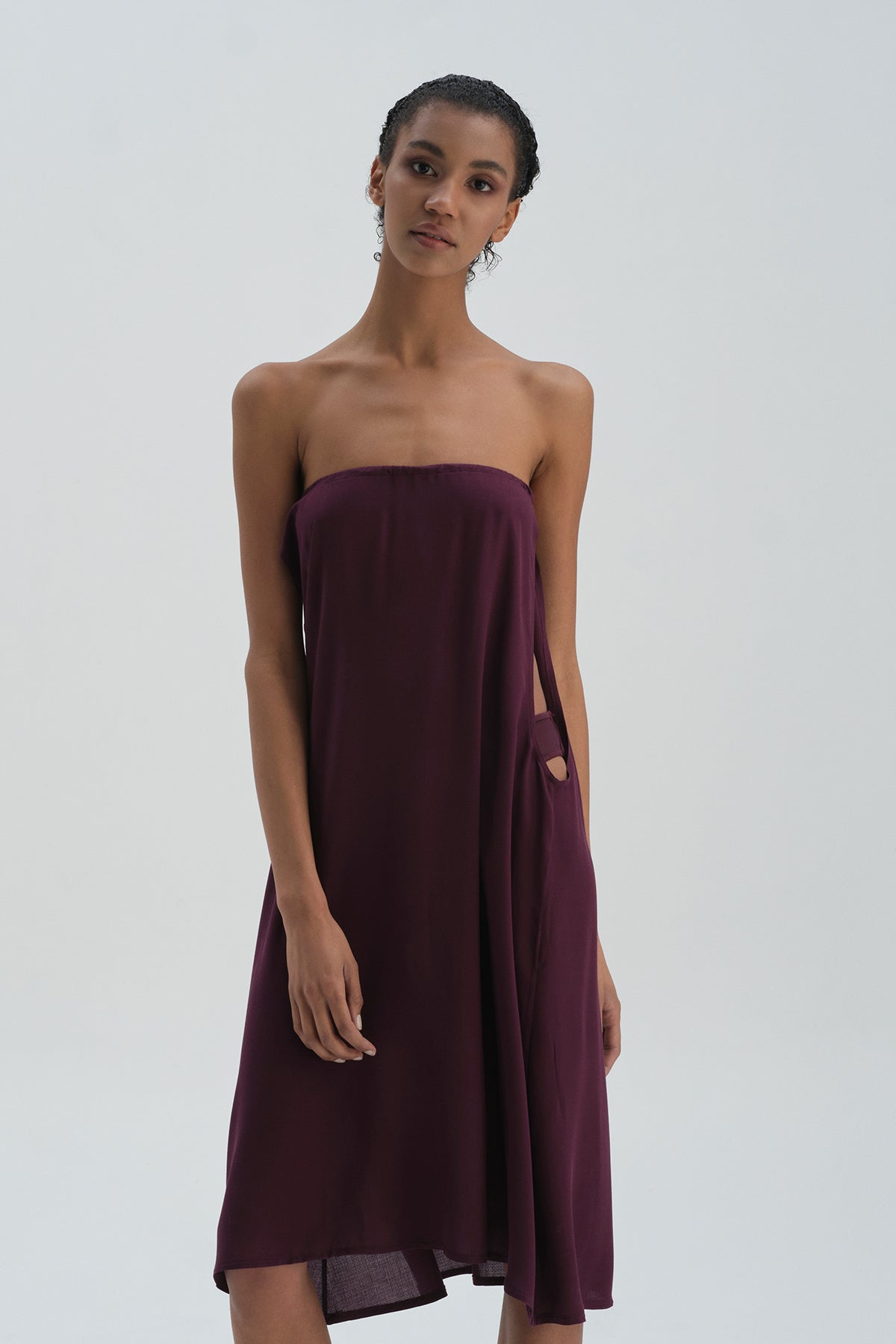 Bordo Elbise Pareo