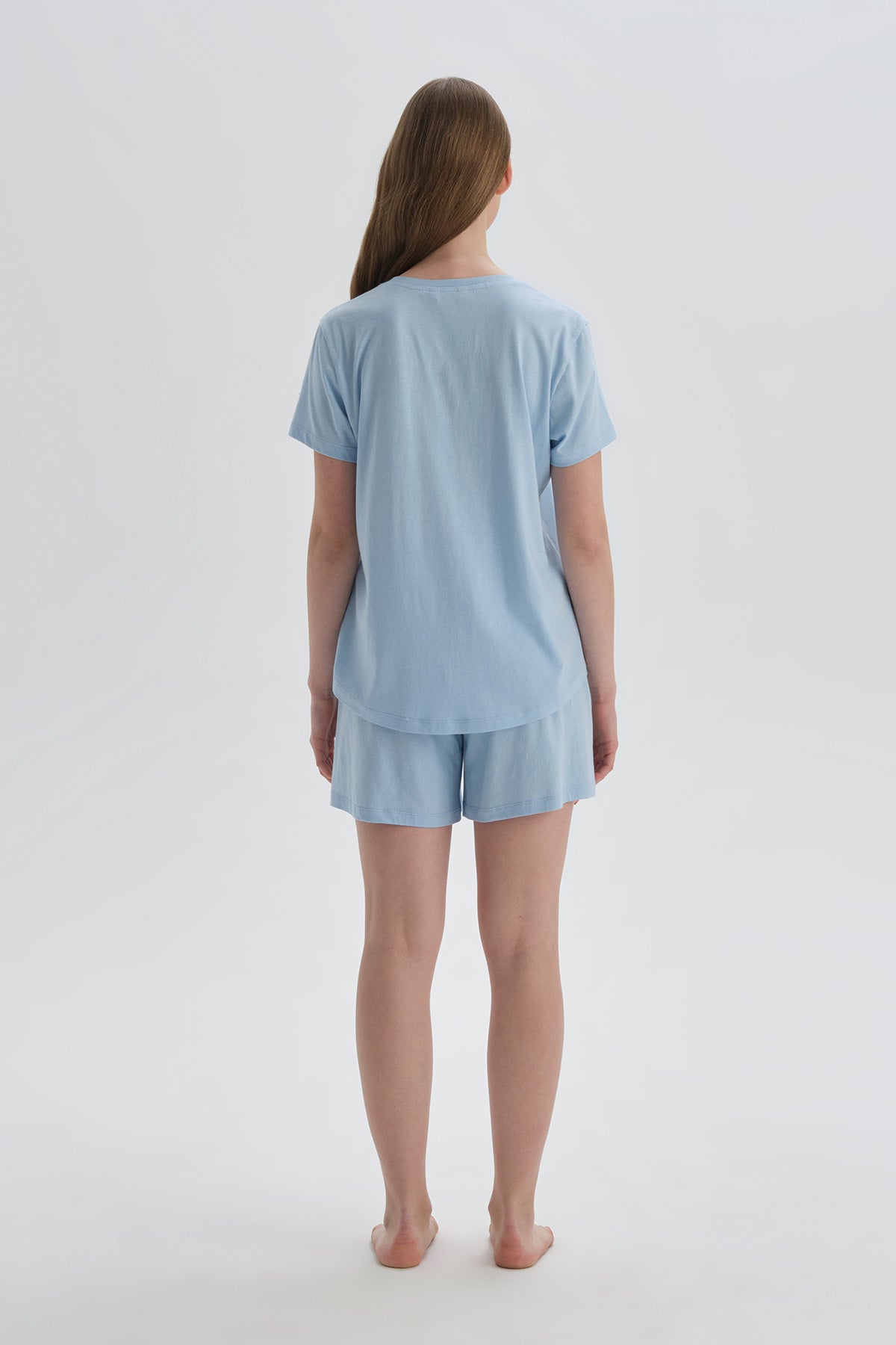 Açıkmavi Modal Şortlu Pijama Takımı