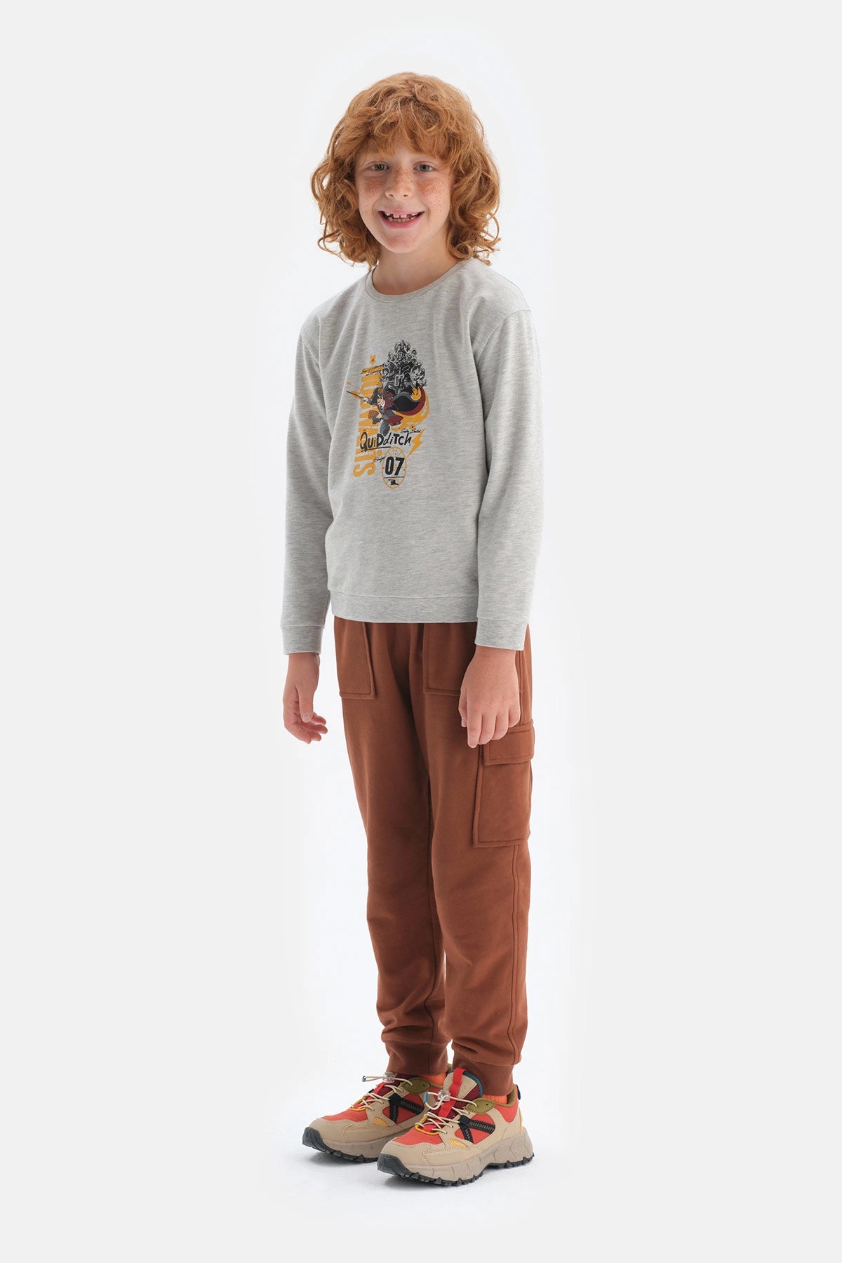 Gri Erkek Çocuk Harry Potter Bisiklet Yaka Sweatshirt