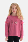 Fuşya Kız Çocuk Bisiklet Yaka Sweatshirt
