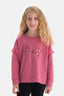 Fuşya Kız Çocuk Bisiklet Yaka Sweatshirt