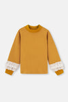 Hardal Uzun Kol Brode Detaylı Dik Yaka Sweatshirt