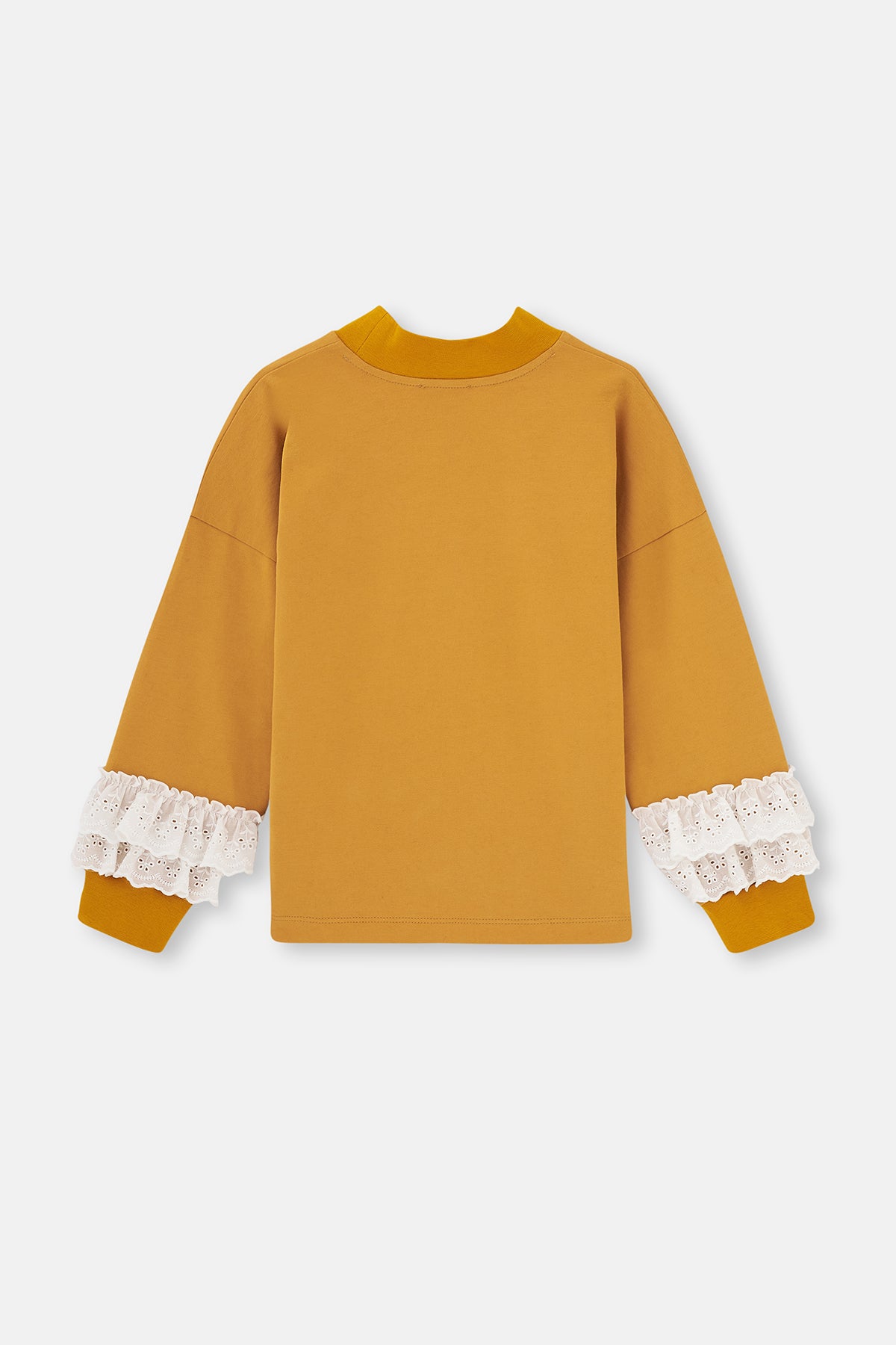 Hardal Uzun Kol Brode Detaylı Dik Yaka Sweatshirt
