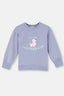 Buz Mavisi Buz si Uzun Kol Bisiklet Yaka Önü Baskılı Sweatshirt
