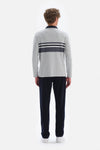 Gri Patlı Yakalı Jakarlı Sweatshirt