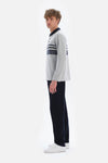 Gri Patlı Yakalı Jakarlı Sweatshirt