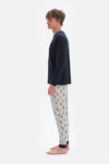 Lacivert Reglan Kol Bisiklet Yaka Pijama Takımı