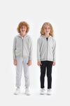 Gri Unisex Kapüşonlu Fermuarlı Sweatshirt