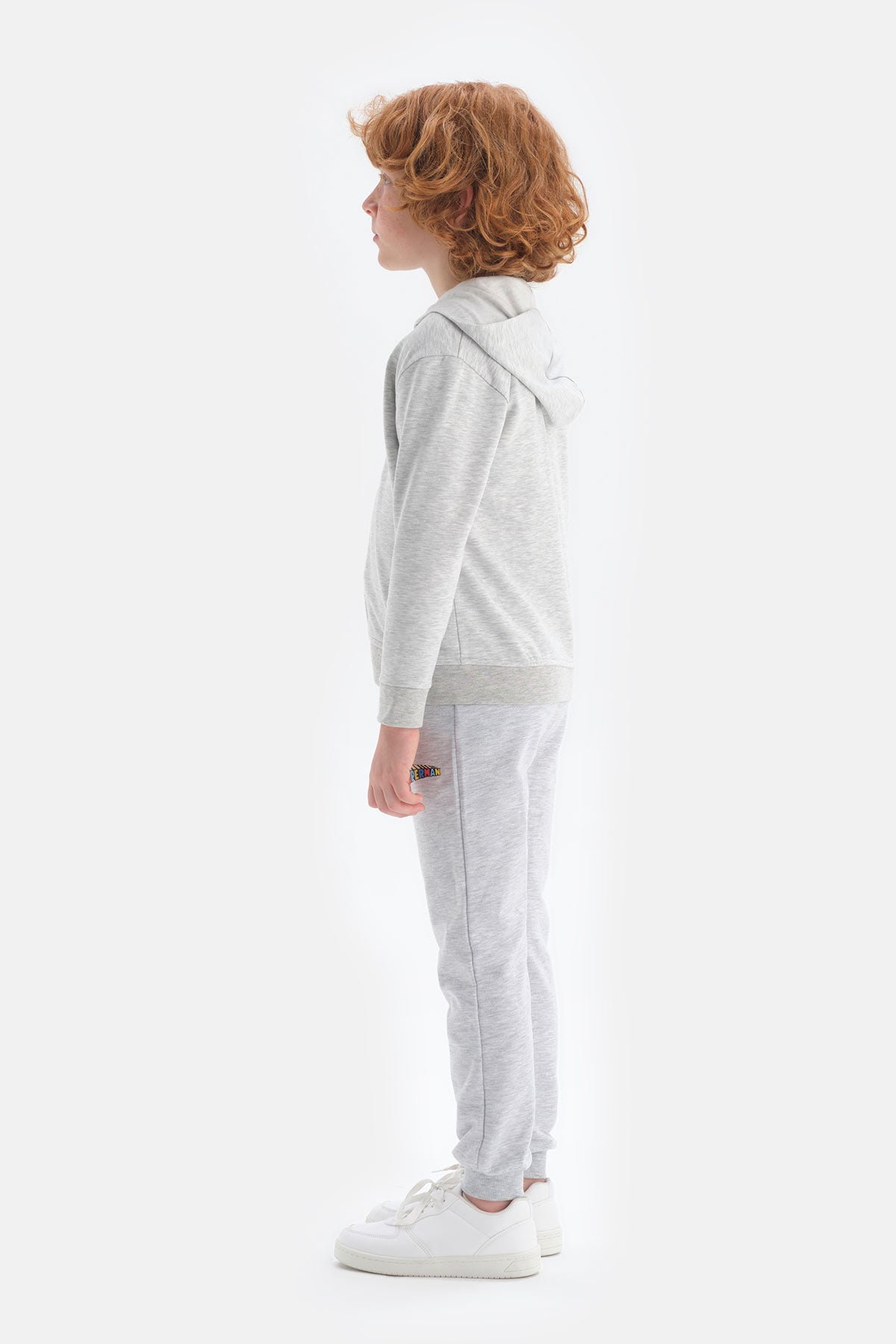 Gri Unisex Kapüşonlu Fermuarlı Sweatshirt