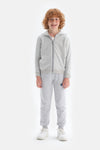 Gri Unisex Kapüşonlu Fermuarlı Sweatshirt