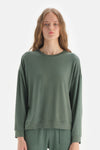 Yeşil Bisiklet Yaka Uzun Kol Sweatshirt