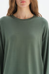 Yeşil Bisiklet Yaka Uzun Kol Sweatshirt