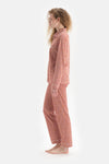 Kiremit Çiçek Baskılı Bebe Yaka Pamuklu Pijama Takımı