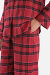 Kırmızı Ekoseli Ceket Yaka Pamuklu Pijama Takımı