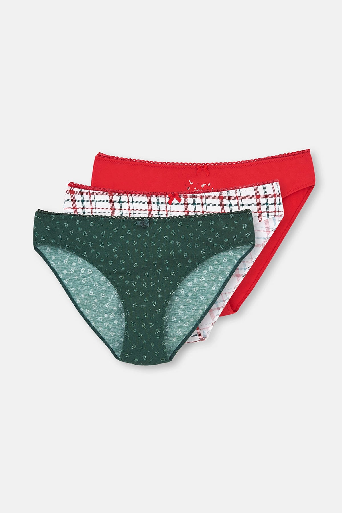 Kırmızı 3'Lü Paket Desenli Pamuklu Slip