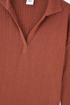 Kiremit Polo Yaka Yarım Patlı Sweatshirt