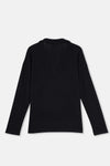 Siyah Polo Yaka Yarım Patlı Sweatshirt