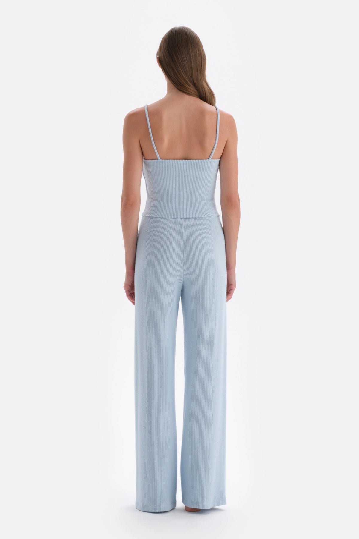 Mavi Bol Paça Kaşkorse Pantolon Pijama Altı