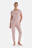 Açık Pembe Mıkroprınt Baskılı Örme Pijama Takımı