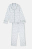 Turkuaz Gömlek Yaka Çiçek Desenli Plus Size Örme Pijama Takımı