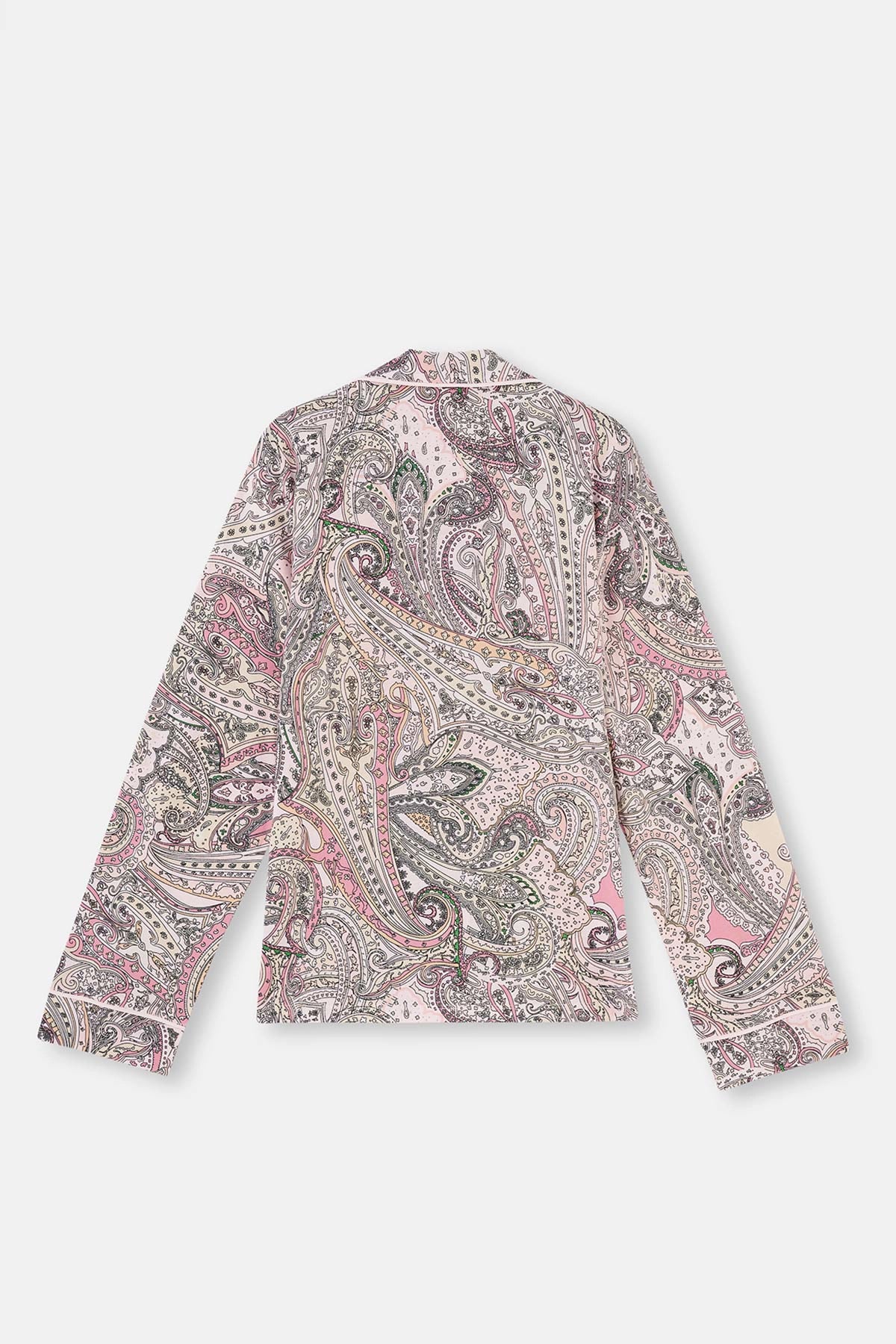 Multicolor Gömlek Yaka Şal Desen Plus Size Pijama Takımı