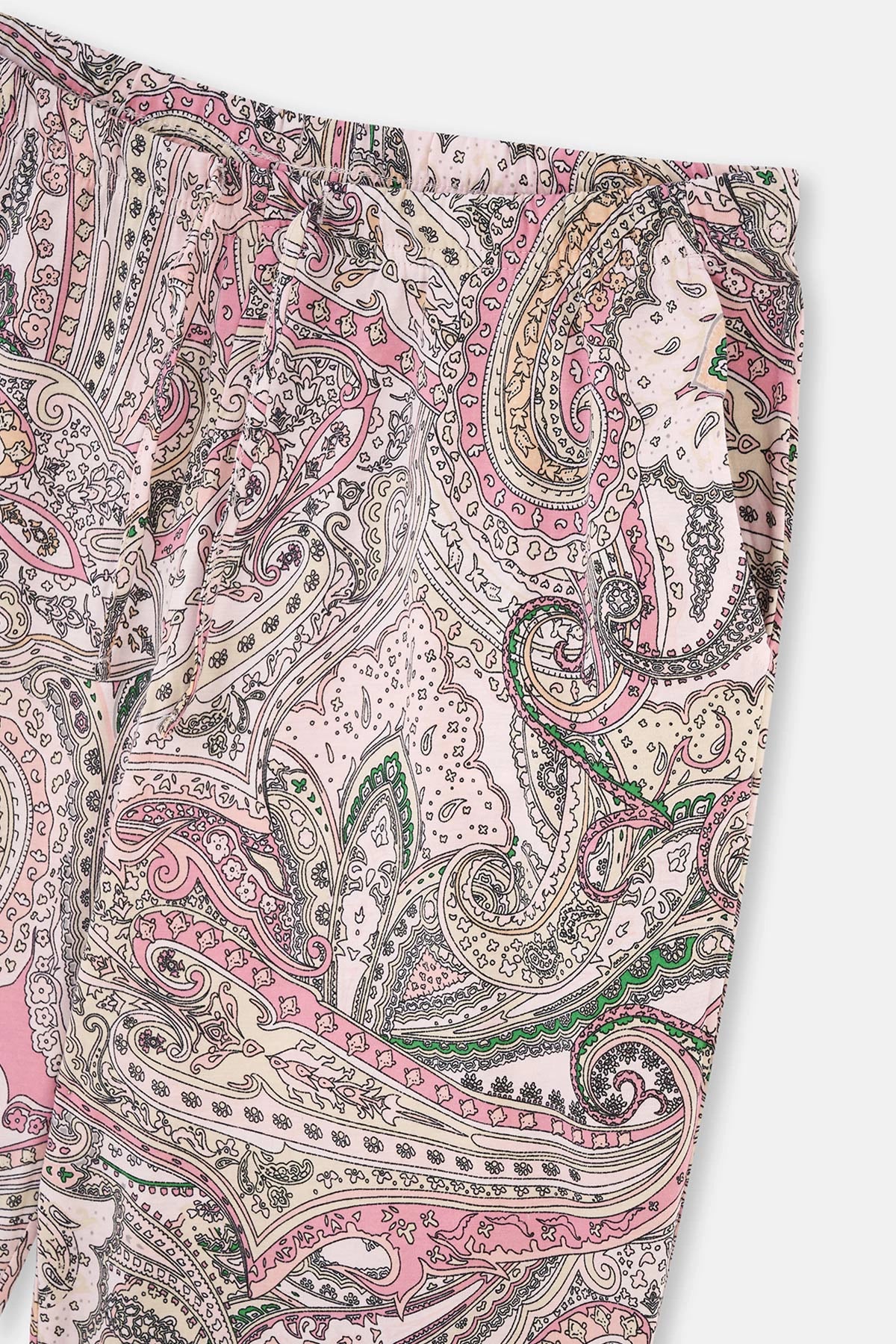 Multicolor Gömlek Yaka Şal Desen Plus Size Pijama Takımı