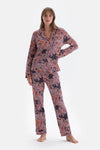 Multicolor Şal Desenli Gömlek Pantolon Pijama Takımı