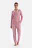 Pembe Metraj Baskılı Gömlek Pantolon Pijama Takımı