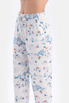 Açık Mavi Baskı Detaylı Bisiklet Yaka Pijama Takımı