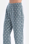 Açık Gri Puantiyeli Polar Pijama Takımı