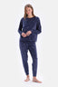 Lacivert Gofre Yıldız Detaylı Örme Pijama Takımı