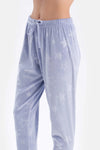 Mavi Gofre Yıldız Detaylı Örme Pijama Takımı
