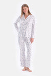 Beyaz Metraj Baskılı Gömlek Pantolon Pijama Takımı