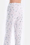 Beyaz Metraj Baskılı Gömlek Pantolon Pijama Takımı