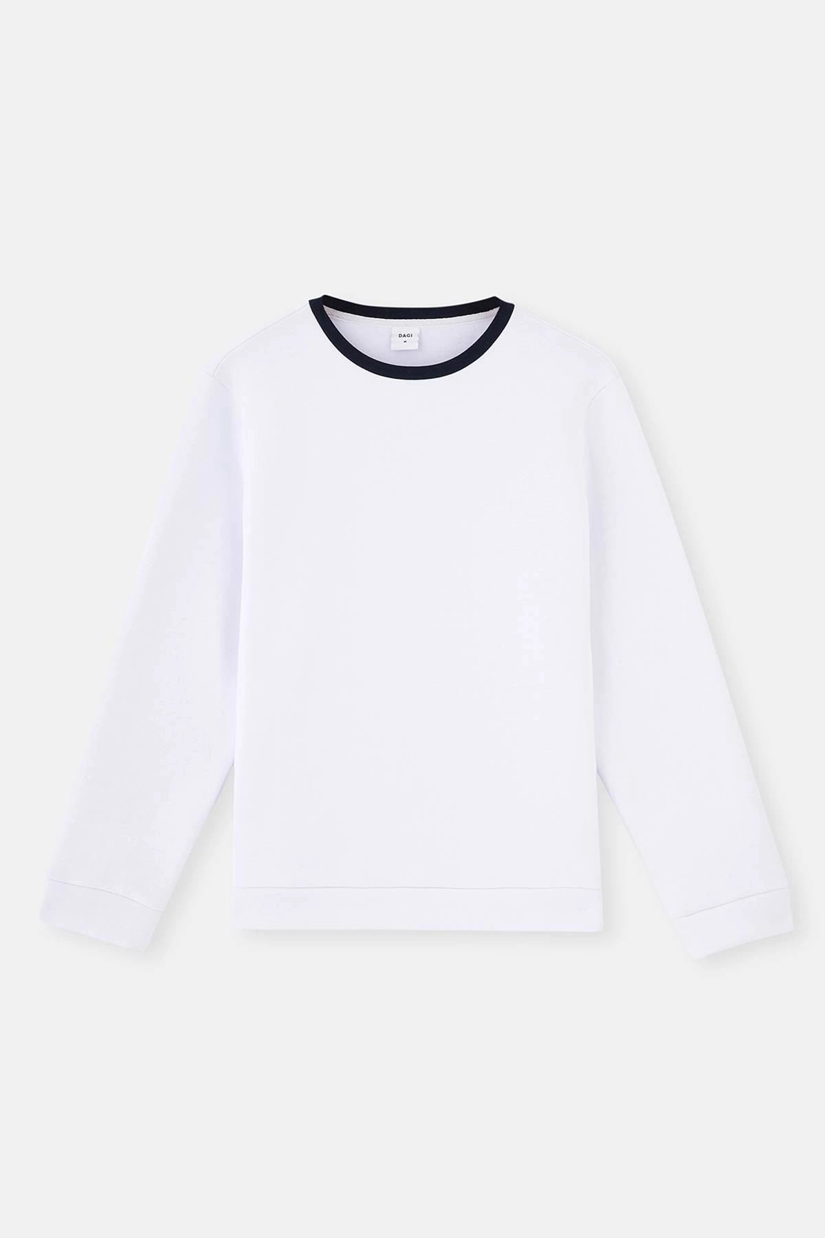 Beyaz Uzun Kollu Sweatshirt Pijama Üstü