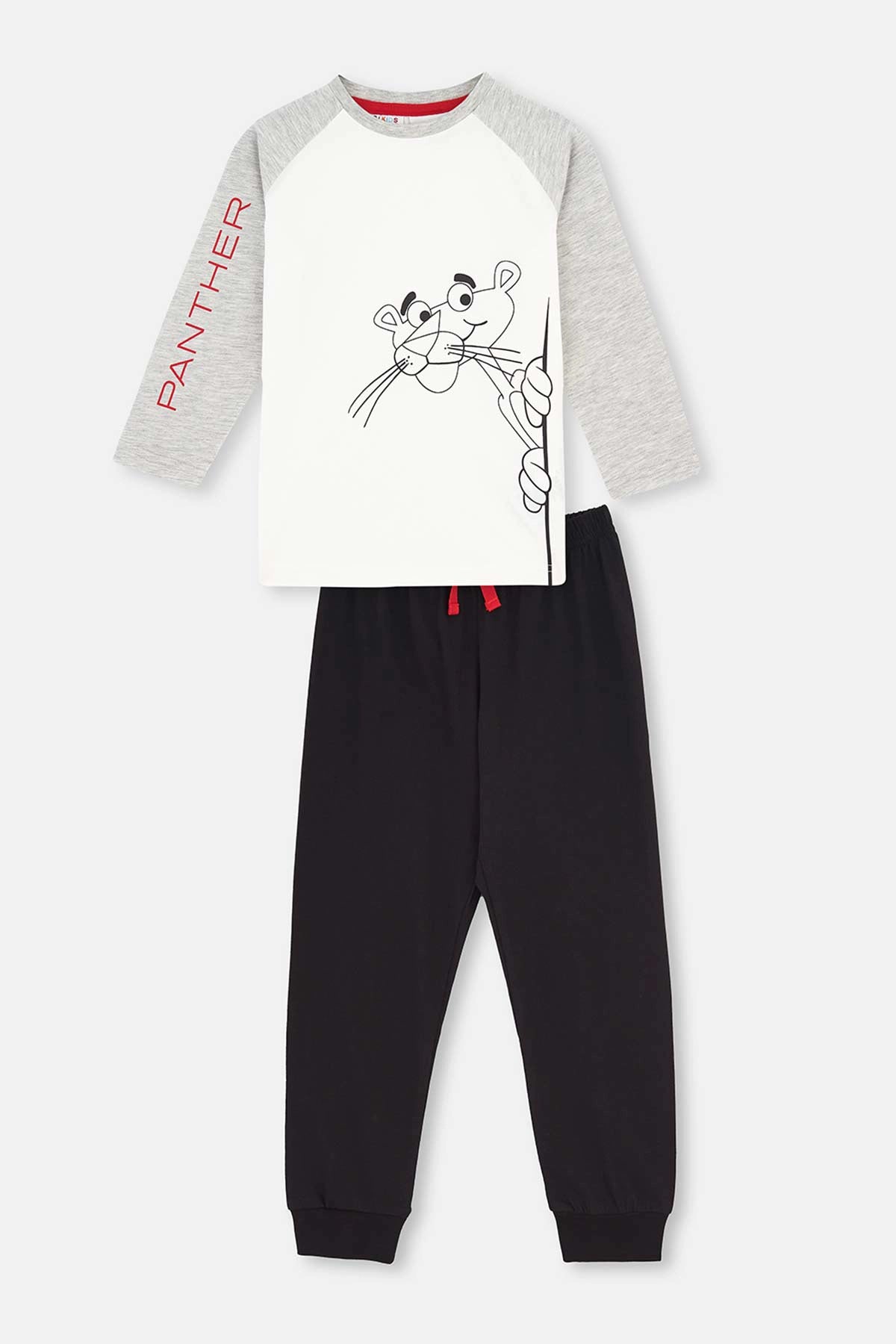 Gri Erkek Çocuk Baskılı Jogger Paça Pijama Takımı
