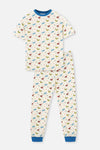 Ekru Erkek Çocuk Lisanslı Metraj Baskılı Pijama Takımı