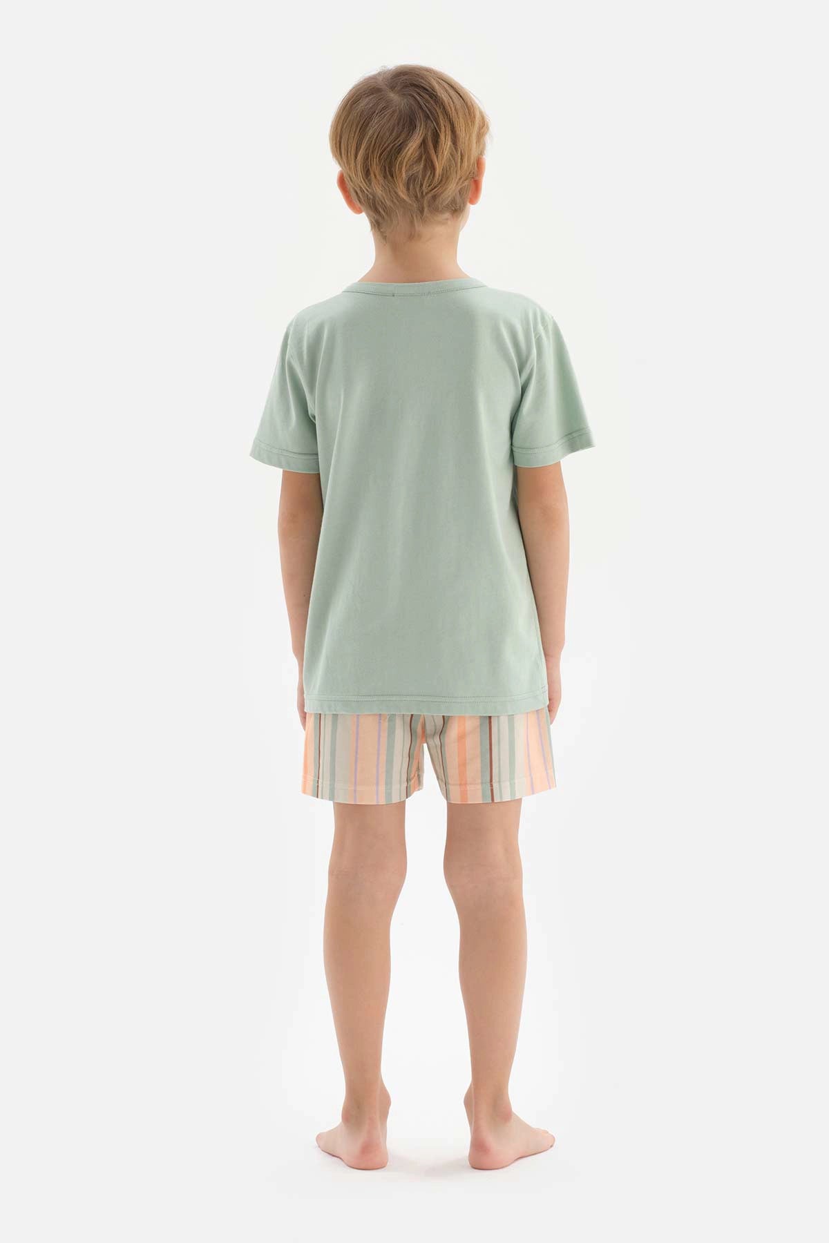 Mint Yarım Patlı Nakış Detaylı Tişört Şort Pijama Takımı