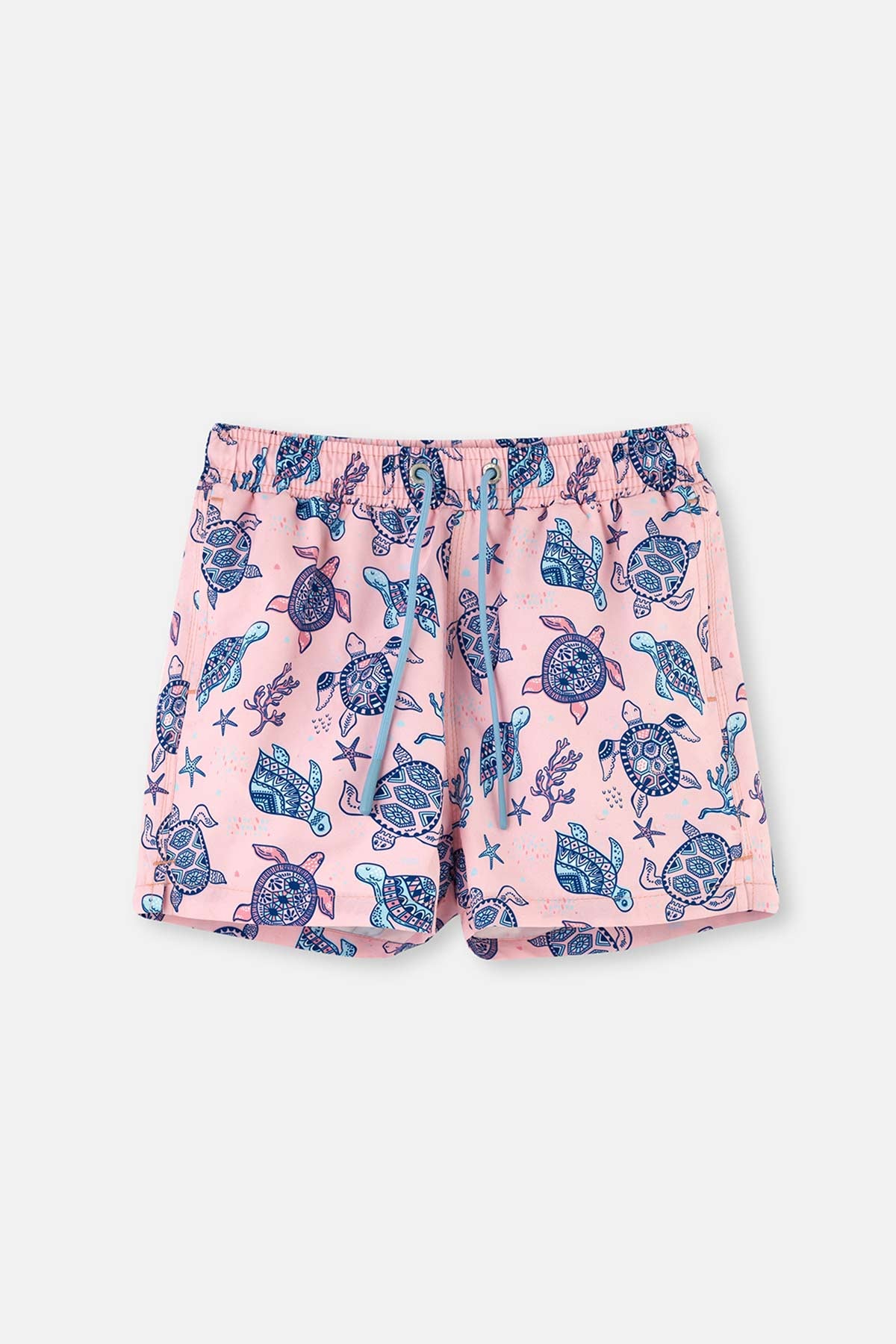 Pembe Erkek Çocuk Caretta Desenli Deniz Şortu