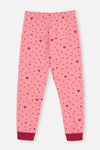 Pembe Kız Çocuk Lisans Baskılı Uzun Kollu Jogger Paçalı Pijama Takımı