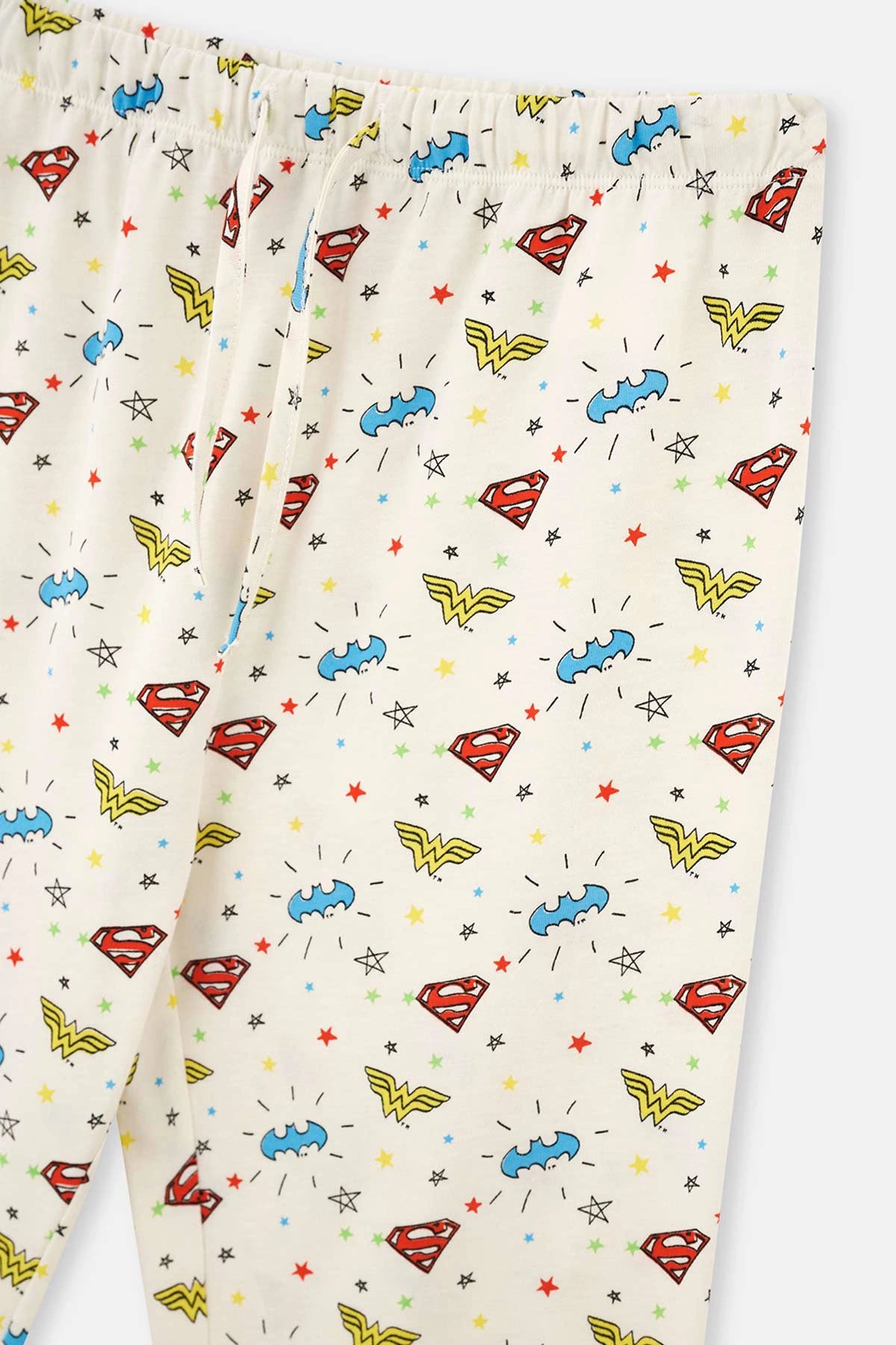 Ekru Wonder Woman Baskılı Kısa Kollu Tişört Pantolon Pijama Takımı