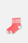 Pembe Kız Çocuk Cutıe Jakarlı Çorap