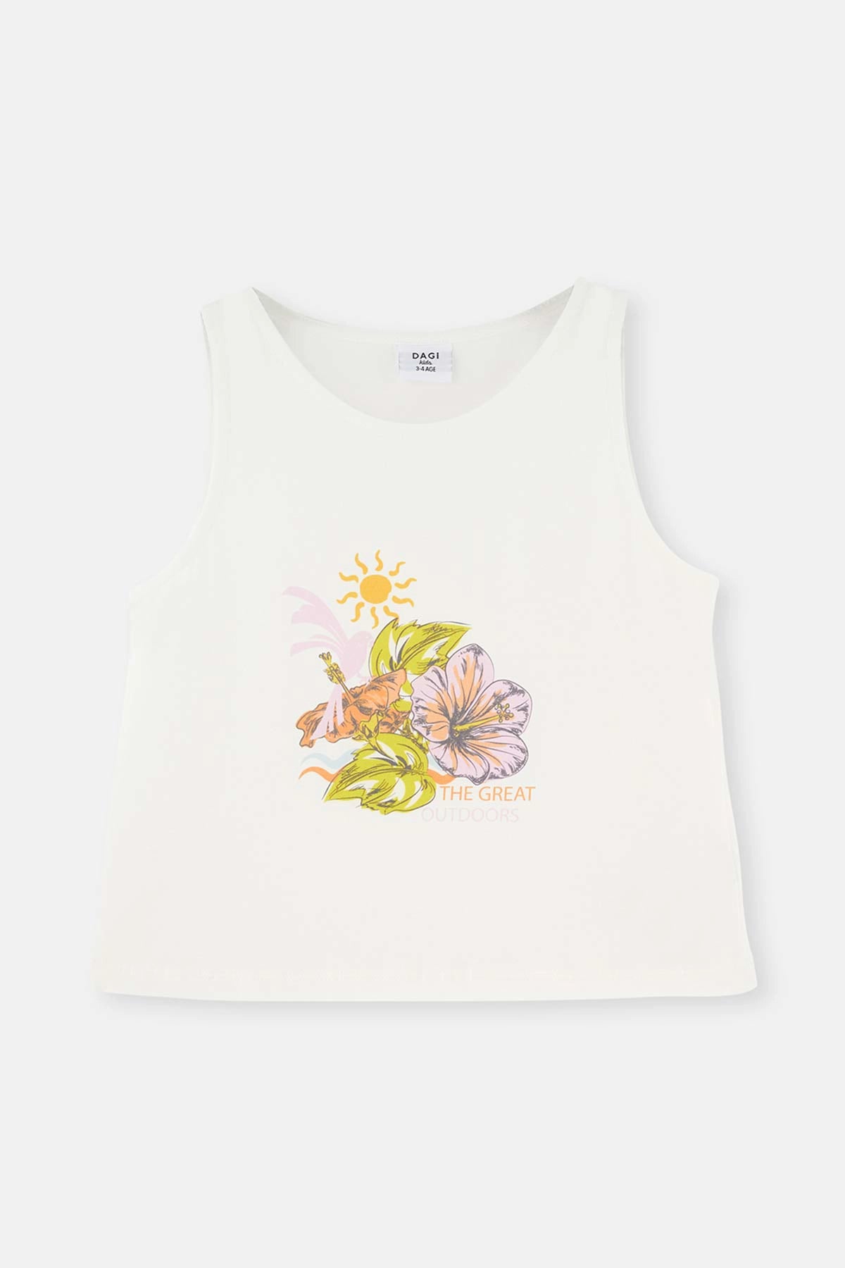 Beyaz Çiçek Desenli Örme Atlet Şort Pijama Takımı