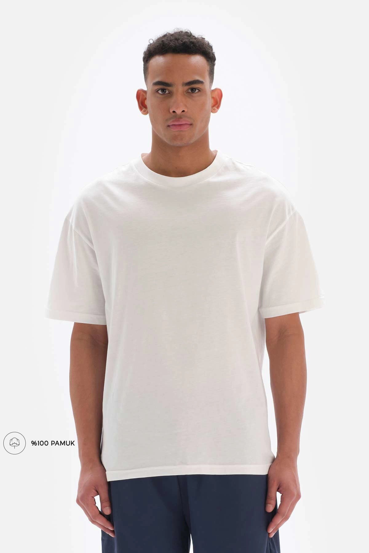 Beyaz Dagi Active Kort Baskılı Pamuklu T-Shirt