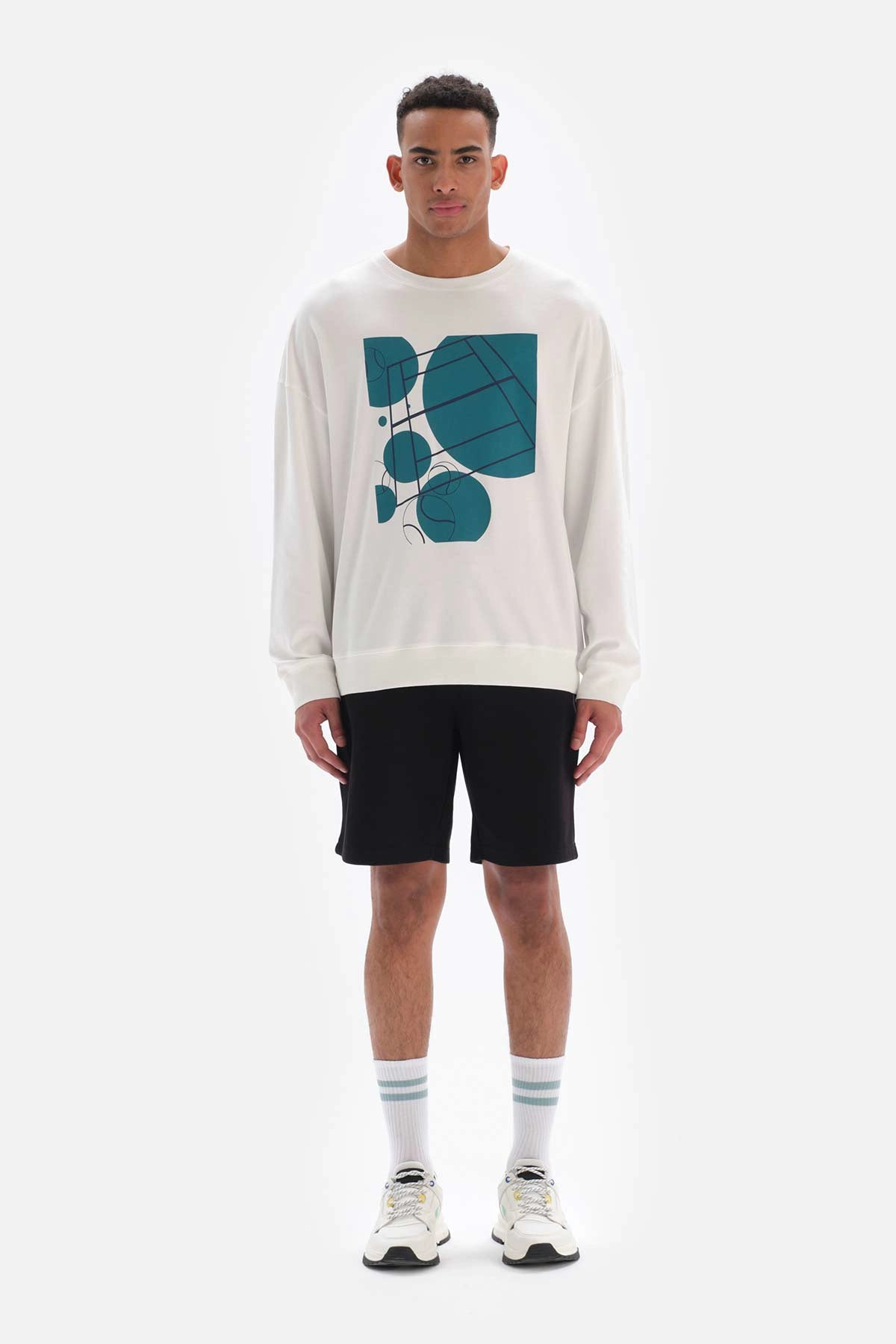 Beyaz Dagi Active is Baskılı Pamuklu Sweatshirt