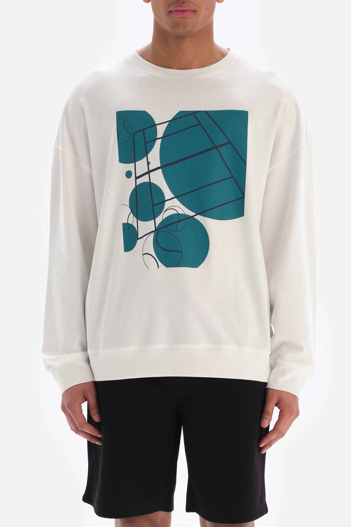 Beyaz Dagi Active is Baskılı Pamuklu Sweatshirt