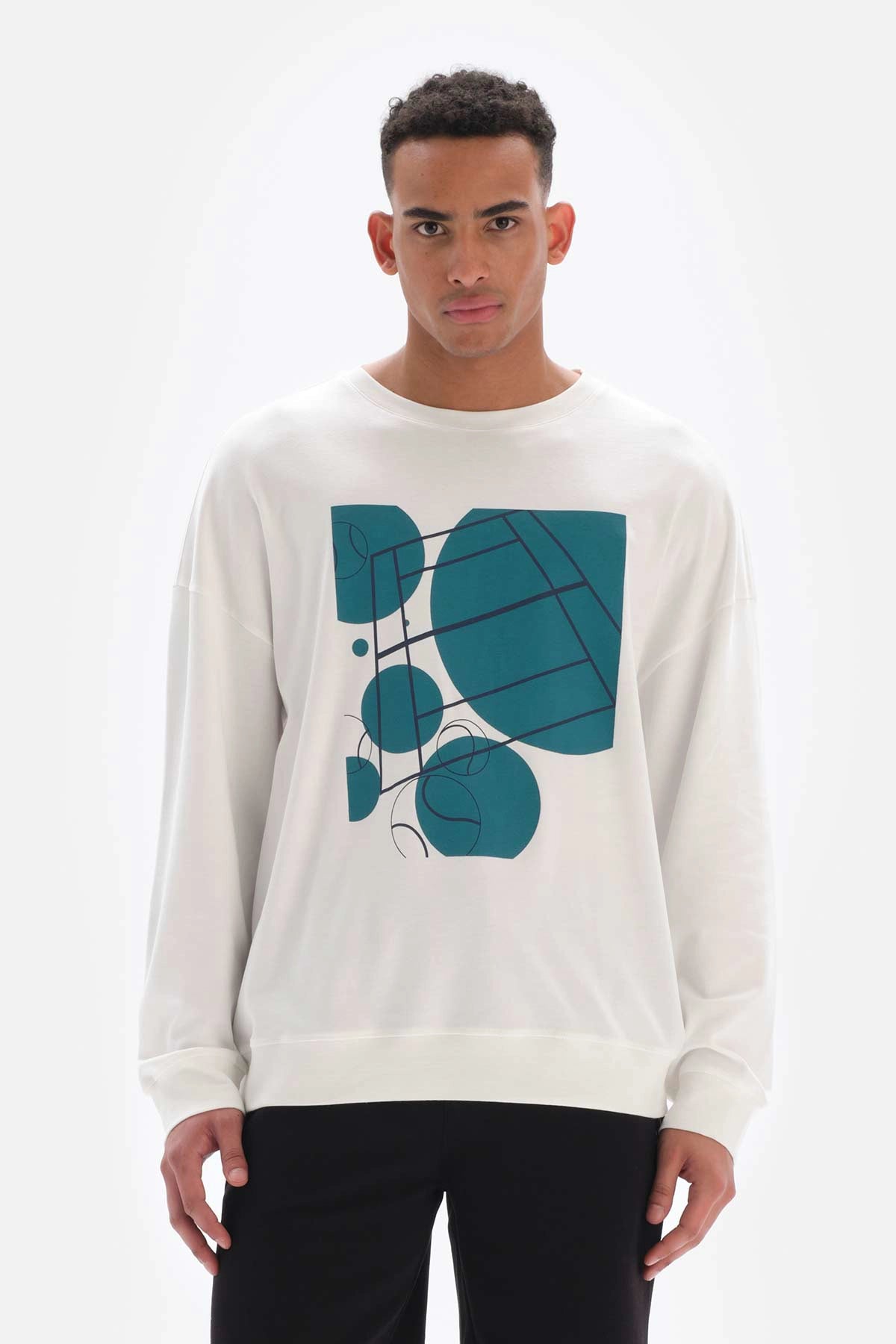 Beyaz Dagi Active is Baskılı Pamuklu Sweatshirt